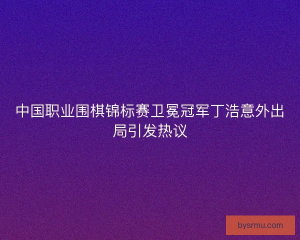 中国职业围棋锦标赛卫冕冠军丁浩意外出局引发热议